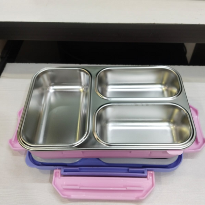AM5662 Rishabh Steel Brunch 3 Delight Lunchbox for School and Office