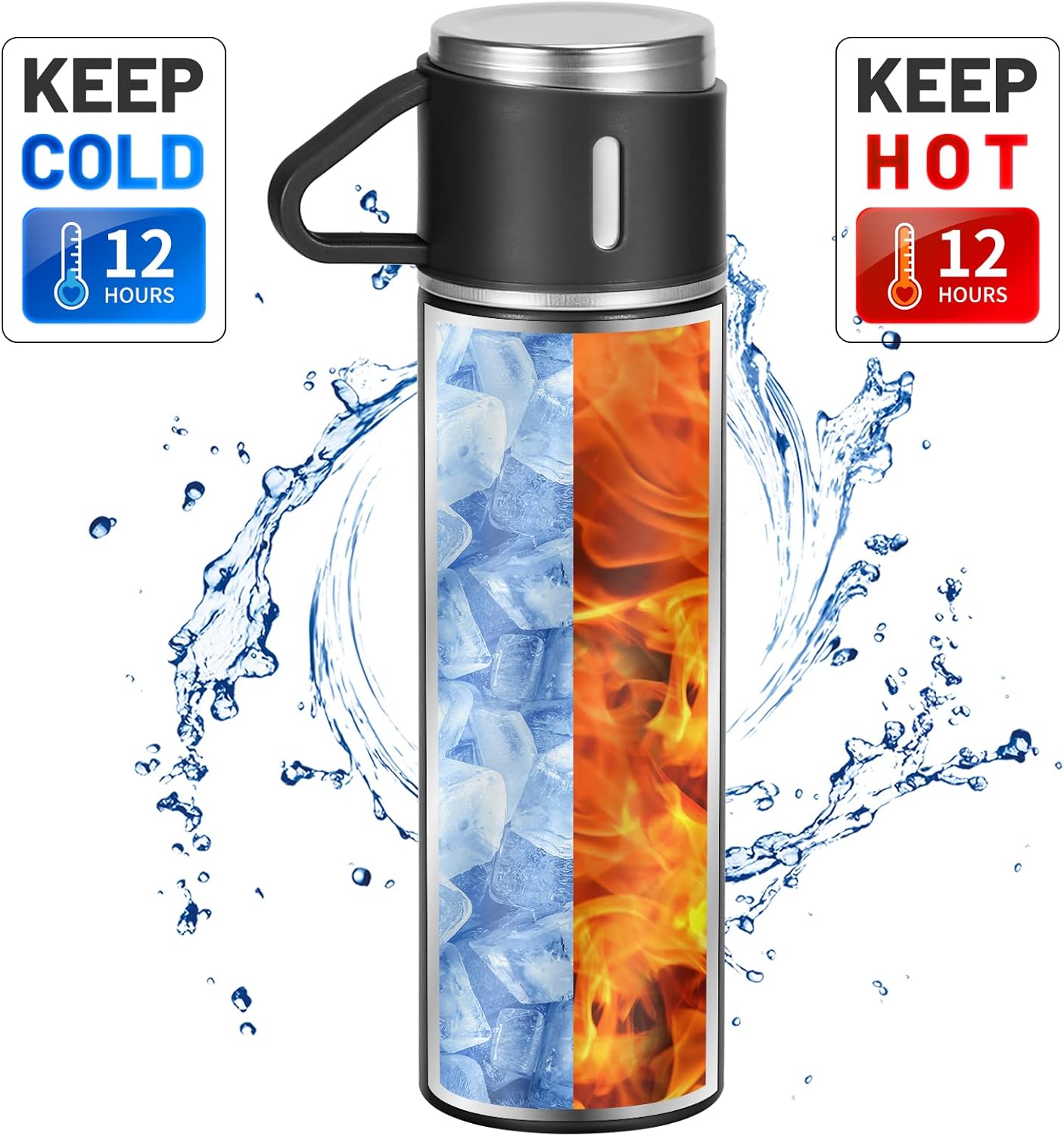 AM7230 Vacuum Flask Set - Insulated Water Bottle 3 Cups Gift Set