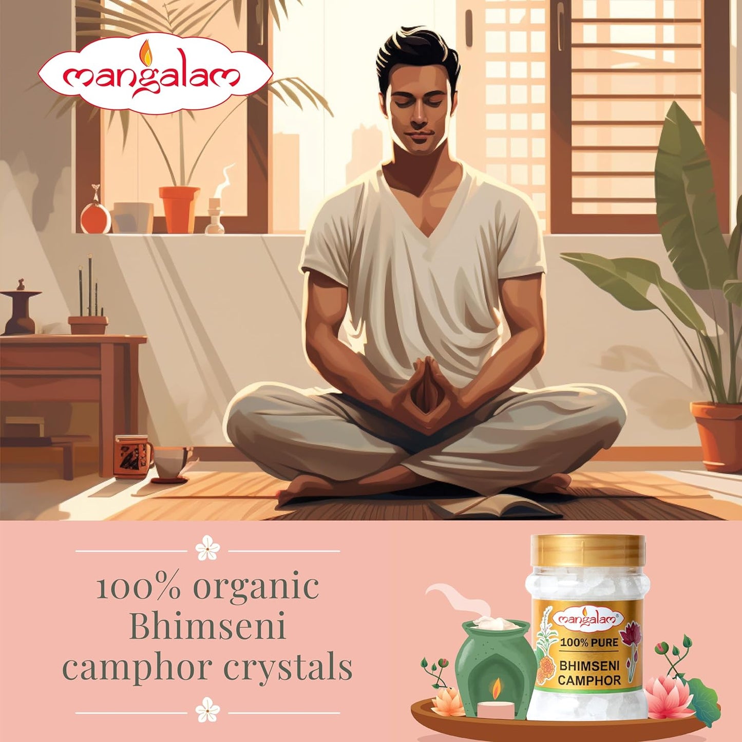 3853 MANGALAM Bhimseni Camphor chunk 100g Jar - Pack Of 1