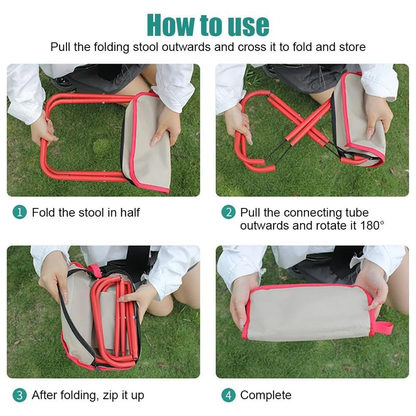 AM7109 Portable Mini Folding Stool, Lightweight Camp Chair for Fishing Hiking