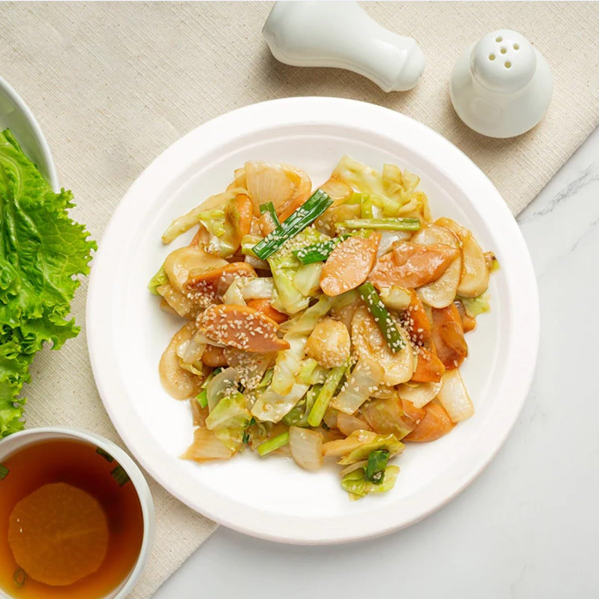 AM5733 Freshee Compostable Bagasse Round Plates (6inch, Pack of 10pc) Food Plate for Party, Wedding, Snack, Dinner