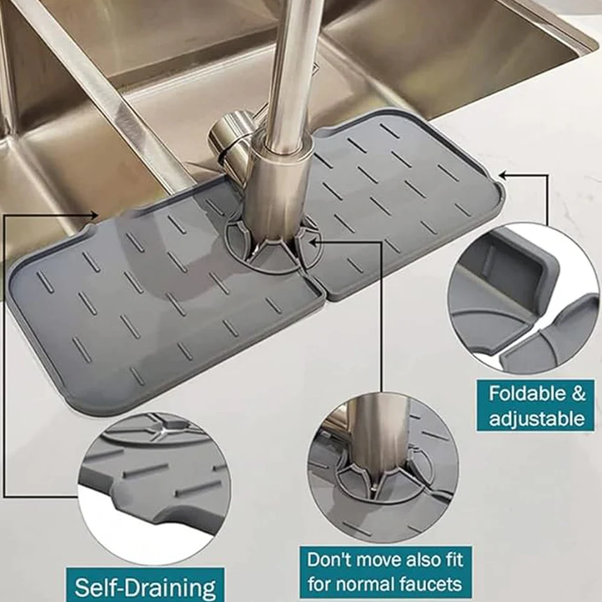 18814 Silicone Sink Faucet Pad / Mat (1 Pc / 33x12 Cm)