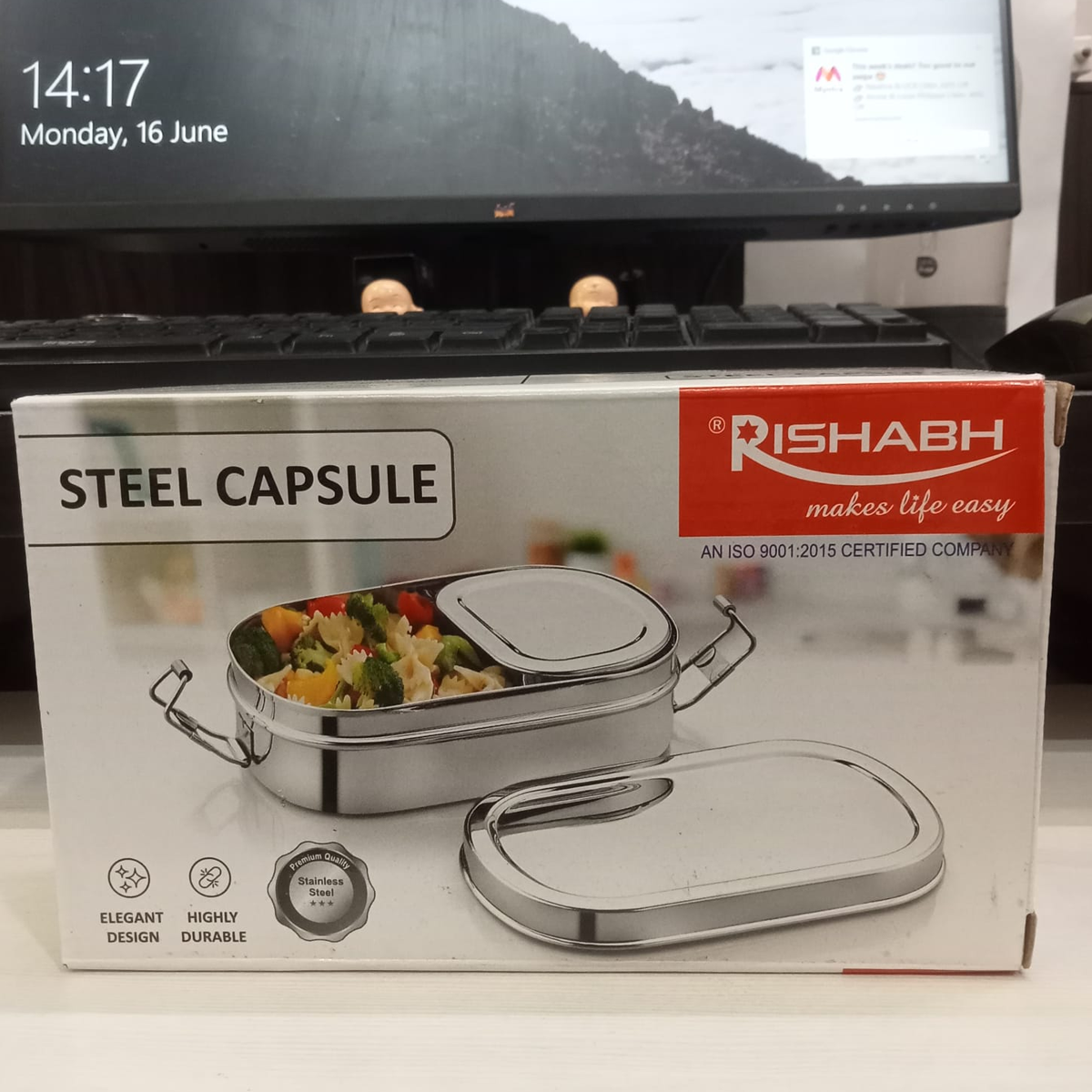 AM5651 Rishabh Stainless Steel (Capsule) Lunchbox for School and Office