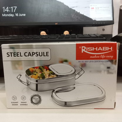 AM5651 Rishabh Stainless Steel (Capsule) Lunchbox for School and Office