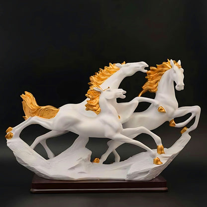 AM5935 Galloping Wild Horses Statue - Elegant Decor and Powerful Symbol