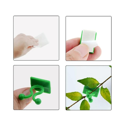 AM6863 30 Pcs-Adhesive Plant Climbing Fixing Clips - Green Vine Wall Holders