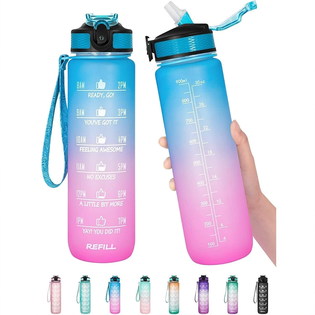 AM6883 Motivational Sports Water Bottle 900ml