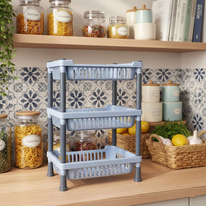 AM6521 Multi-Purpose 3-Layer Plastic Kitchen Storage Rack - (Pack of 1)
