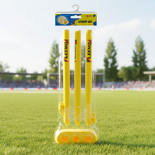 AM6509 Plastic Cricket Stumps Set - Small (3 Stumps + 2 Bails + 1 Stand)