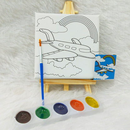 AM6161 Pocket Painters Mini Canvas Painting Kit with Easel, Paint Brush & Colors