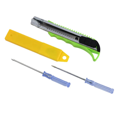 15290 Heavy Duty Working Cutter Knife with replacement blade, 2 Screwdriver Hand Tool (4 Pc Set)