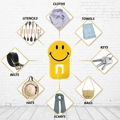0604 Plastic Self-Adhesive Smiley Face Hooks, 1 Kg Load Capacity (6pcs)