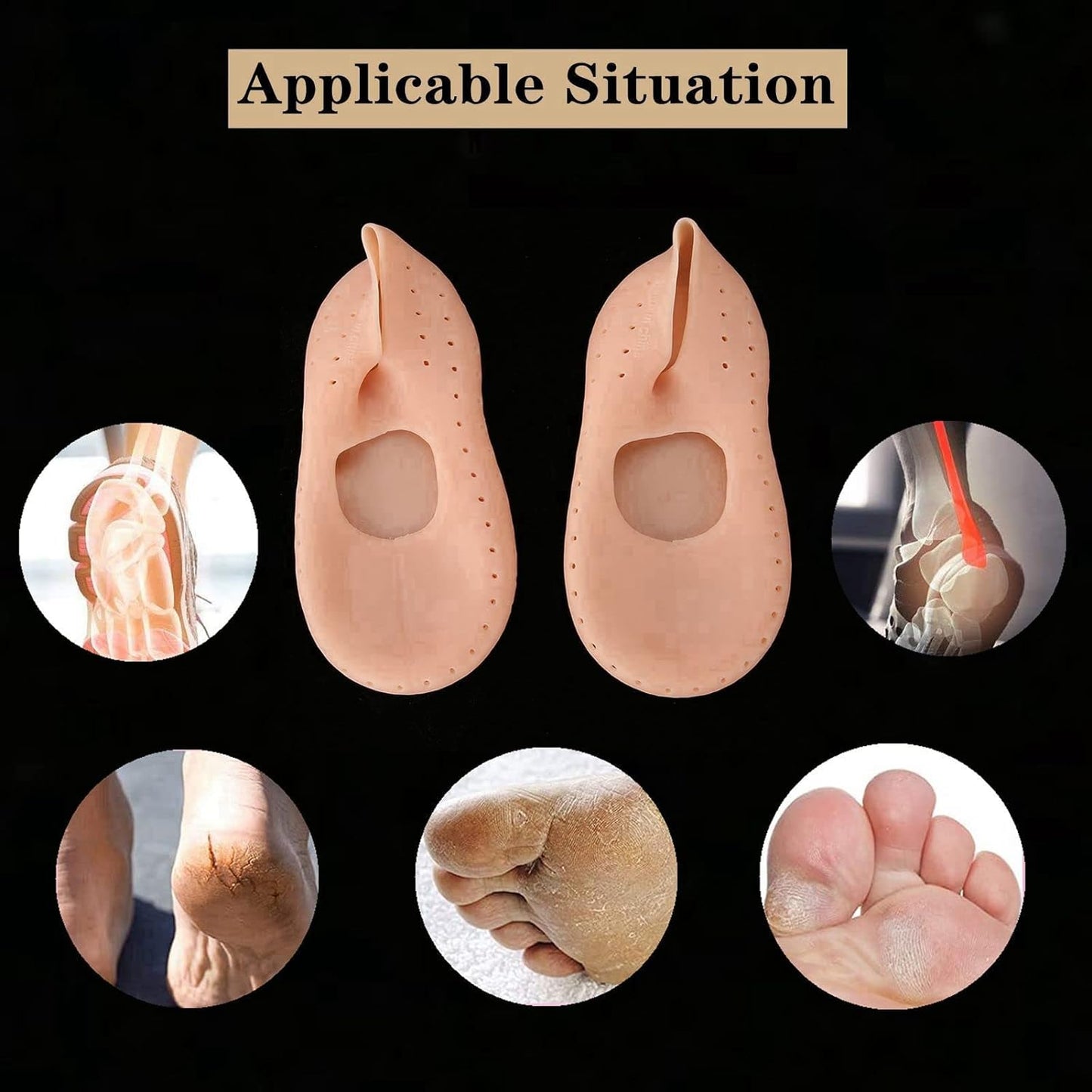 6037 Anti Crack silicone Gel Foot Protector Moisturising Socks