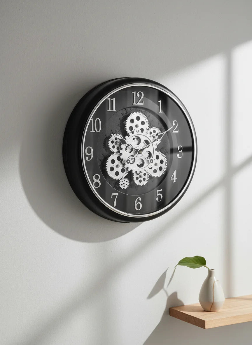 AM7040 Gear Wall Clock Black