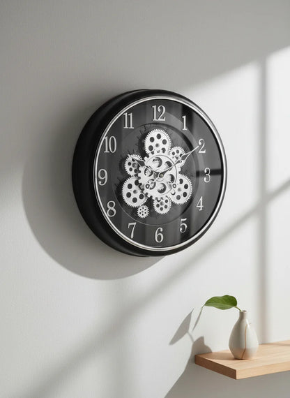 AM7040 Gear Wall Clock Black