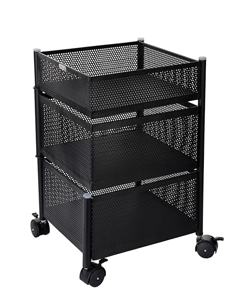 3683 Metal 4 Layer Kitchen Rotating Trolley For Kitchen