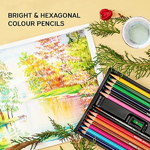 AM5040 Doms Super Soft Hexagonal Pre-Sharpened Water Soluble Colour Pencils 24 Sahdes 8677