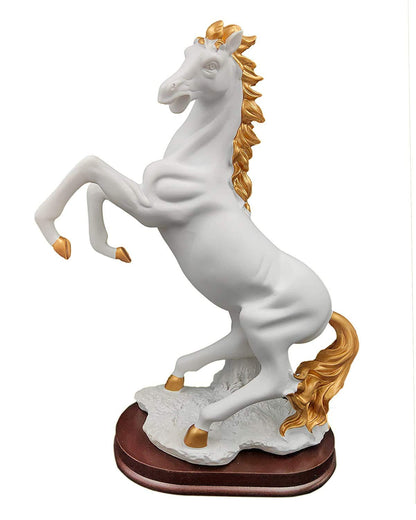 AM5368 Gold Plated White Horse Statue Action Showpiece