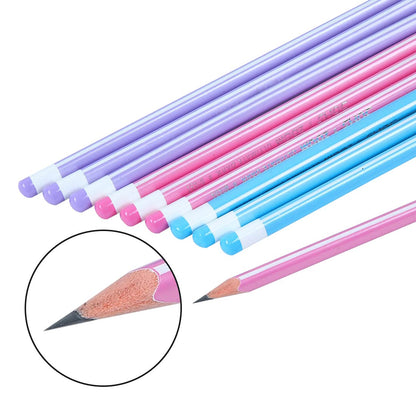 3594 DOMS Zoom Triangle Pencil with sharpner & eraser (Set of 10)