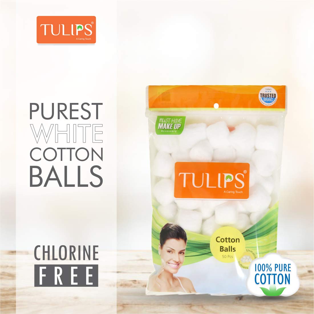 3868 Tulips White Cotton Balls 50S (Pack Of 1)