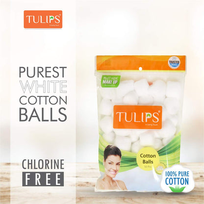 3868 Tulips White Cotton Balls 50S (Pack Of 1)