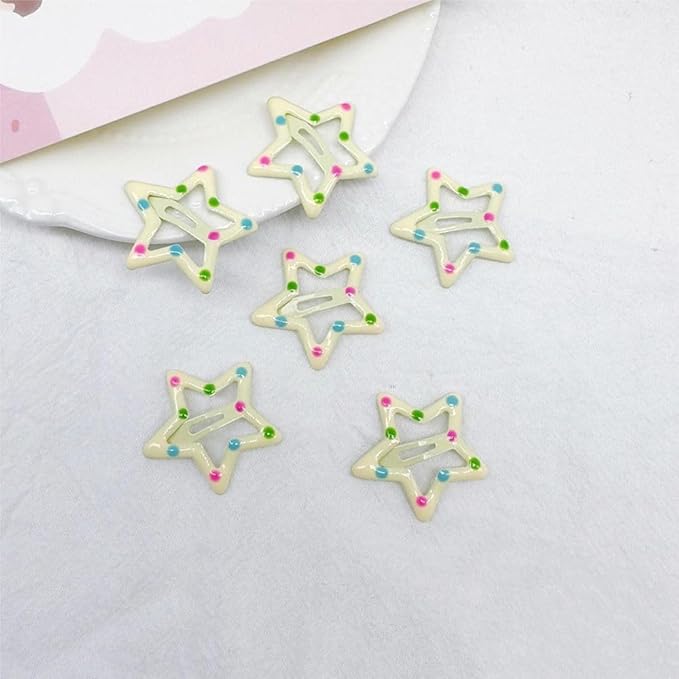AM1220 Star Shape Hair Clip Lovely Sweet Hairpin Colorful Star Pack Of 6pcs