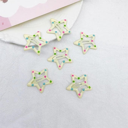 AM1220 Star Shape Hair Clip Lovely Sweet Hairpin Colorful Star Pack Of 6pcs