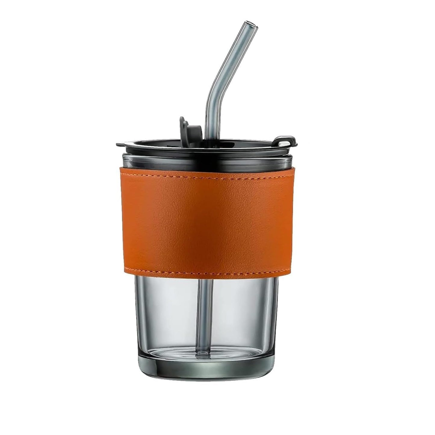 AM7459 Glass Tumbler with Glass Straw and Lid