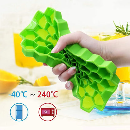 AM7763 Flexible Silicone Ice Cube Tray WIthout Lead, 37 Cubes , Fridge Use