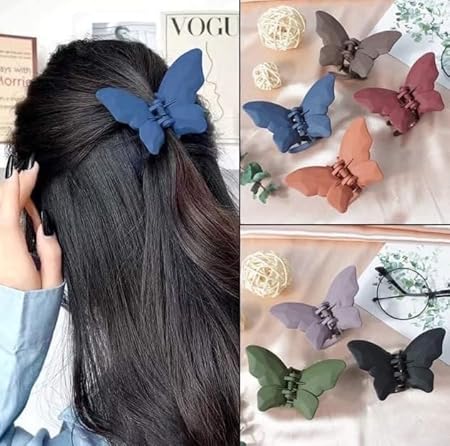 AM1226 Butterfly Hair Claw Hair Accessories Trendy 2 Pcs Clips Clutches For Women & Girls Hair Accessories For Set Pack Of 2 Multicolour