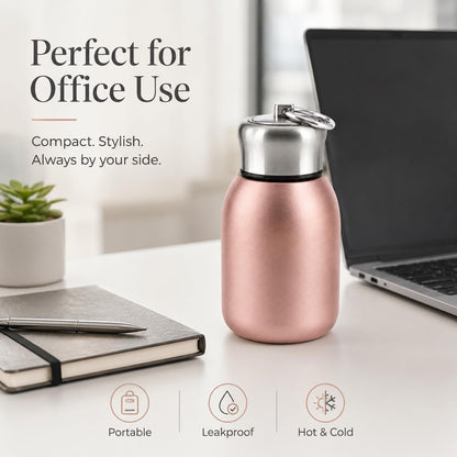 AM7802 COMPACT STAINLESS STEEL MINI BOTTLE WITH CARRYING RING FOR CONVENIENT ON THE GO HYDRATION
