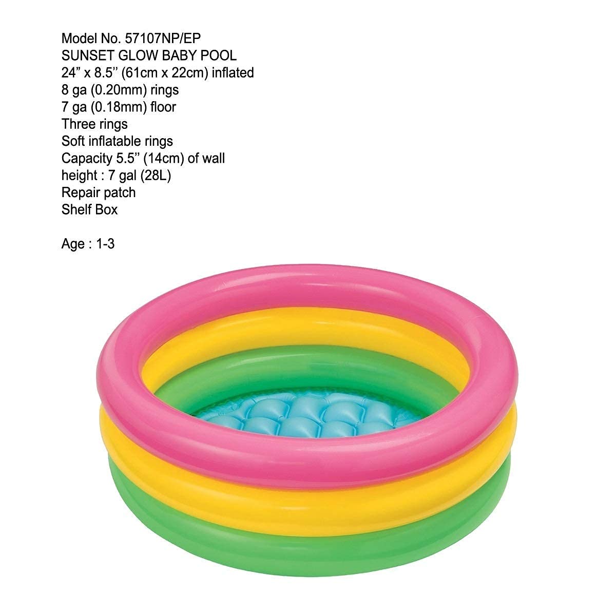 AM3968 Intex Wet Set Collection Kids Bath Tub,(Multicolor) (61 x 22) CM