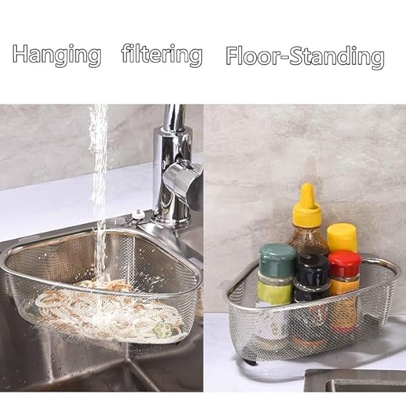 AM3409 SS Corner Sink Strainer Kitchen Triangle Waste Vegetable, Fruits