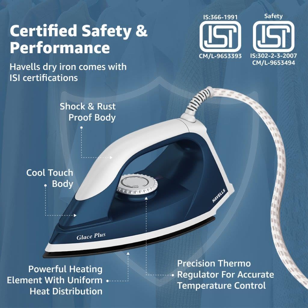 AM6801 Havells Glace Plus 600 Watts Dry Iron Press