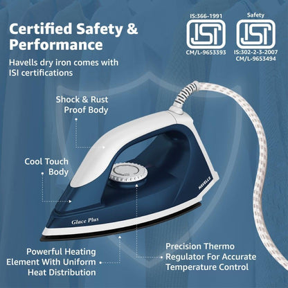 AM6801 Havells Glace Plus 600 Watts Dry Iron Press