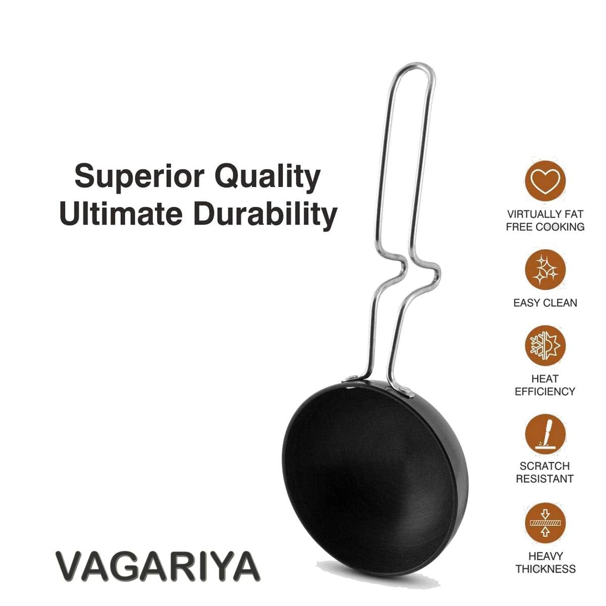 AM3581 SS Tadka Pan Gas StoveTop Compatible For Kitchen Size 10cm