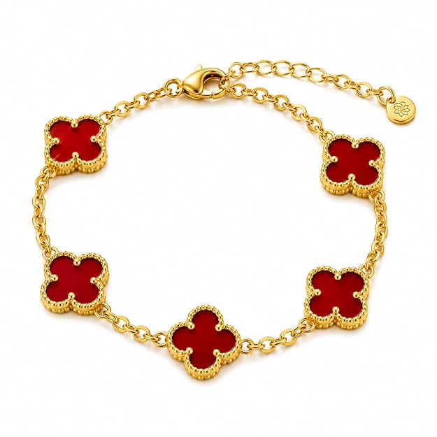 tm0131 Luxury Red Clover Bracelet for Women