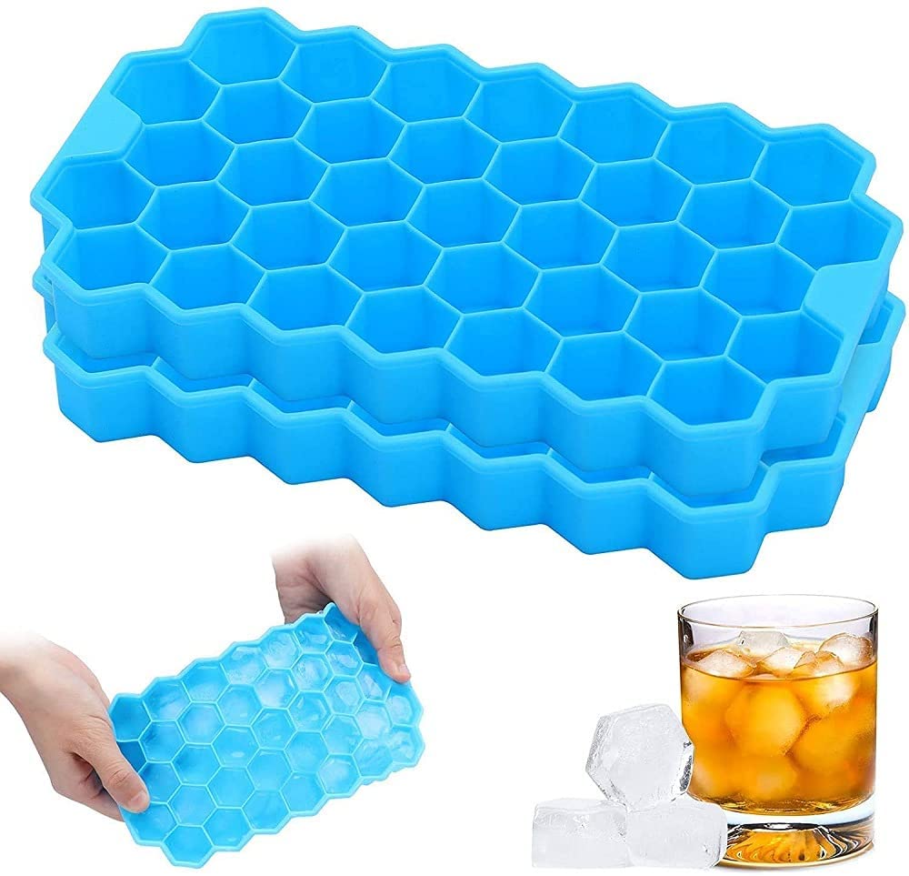 AM7763 Flexible Silicone Ice Cube Tray WIthout Lead, 37 Cubes , Fridge Use