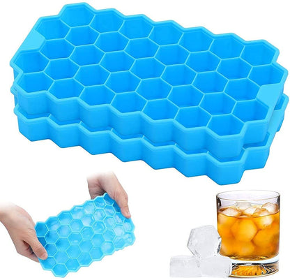 AM7763 Flexible Silicone Ice Cube Tray WIthout Lead, 37 Cubes , Fridge Use
