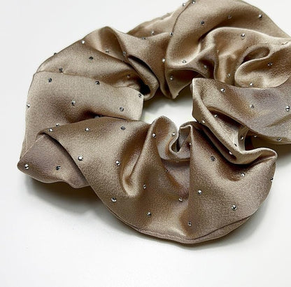 AM1286 Rhinestone Glossy Soft Satin Silk Hair Scrunchies Hair Elastic Bands 1pc