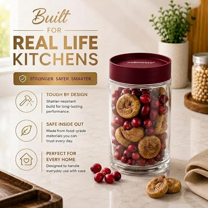 AM7010 CELLO Glassy Storage Jars For Kitchen 2000ml