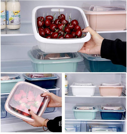 2355 Multi-Functional Square Large Refrigerator Storage Box 3 in 1