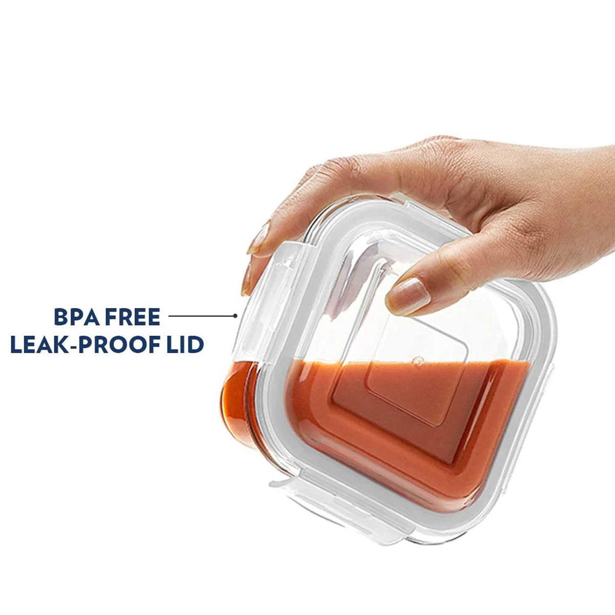 AM3700 Borosil Square 320ml Glass Storage Container For Kitchen