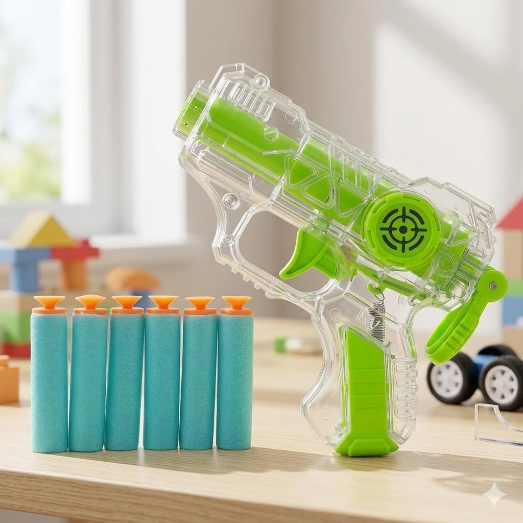 A06490 Thunder Strike Target Small Gun - Soft Foam Dart Toy Model Gun with 6 Darts