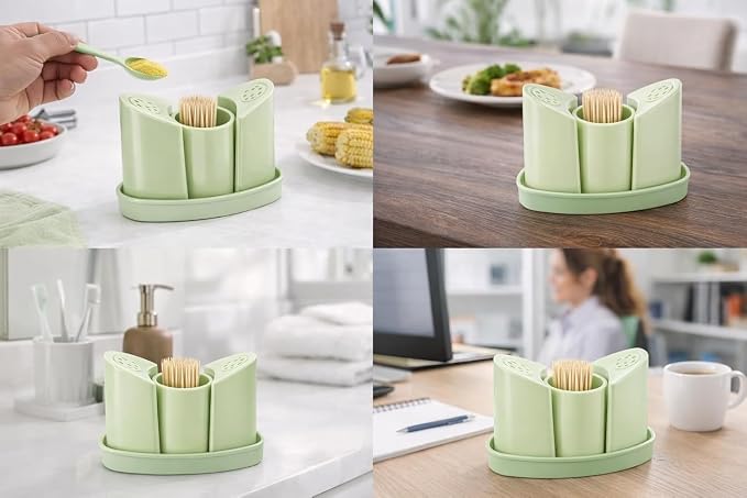AM6859 3-in-1 Toothpick Holder with Salt & Pepper Shaker Set
