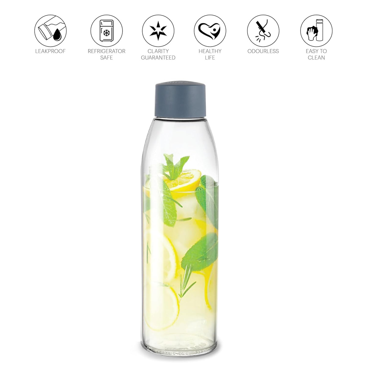 AM2665 CELLO Hydra 900 Glass Fridge Water Bottle with Plastic Cap