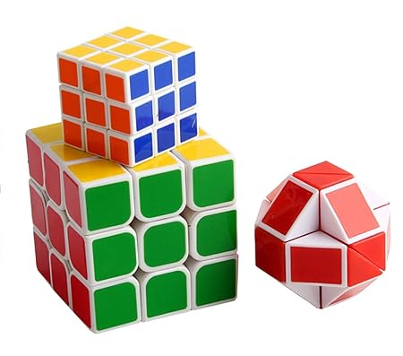 AM2933 Speed Cube 3X3X3 Stickerless Set of 3 Speed Cubes in 1 Puzzle Multicolour
