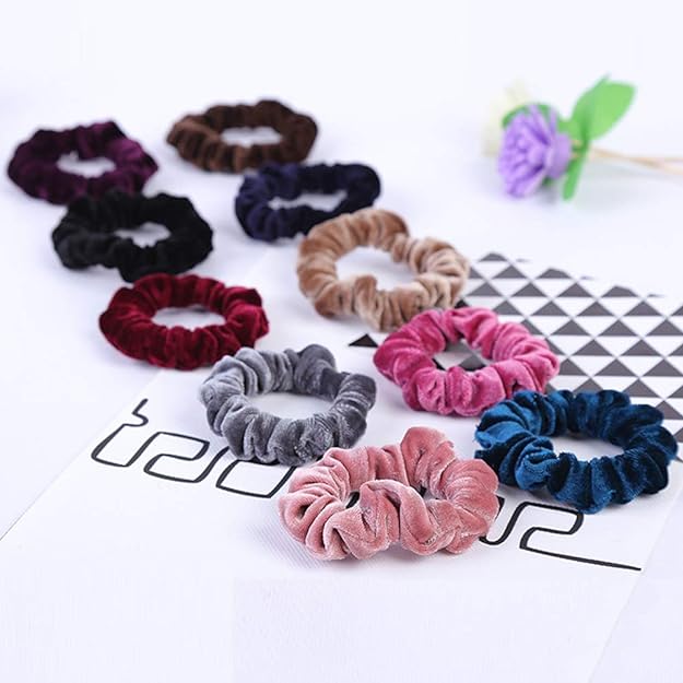 AM1038 2 Pcs Hair Ties Velvet Scrunchies, Elastic Flannelette Hair Bands Scrunchy Hair Ropes Women Hair Accessories