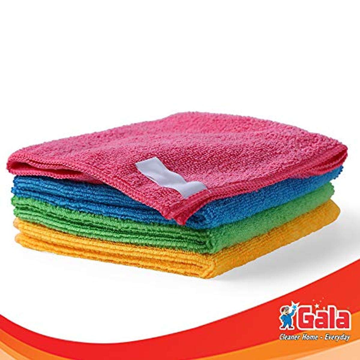 AM5030 Gala Microfiber Cleaning Cloth/ Towels Set of 4 Kitchen Wipes, Microfiber Cloth for car, bike cleaning and home cleaning, Glass cleaning cloth, (Multicolor)