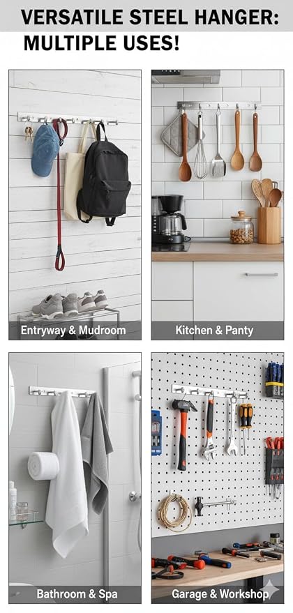 AM6853 Steel Wall Hanger 6 khunti clothing rail hanger